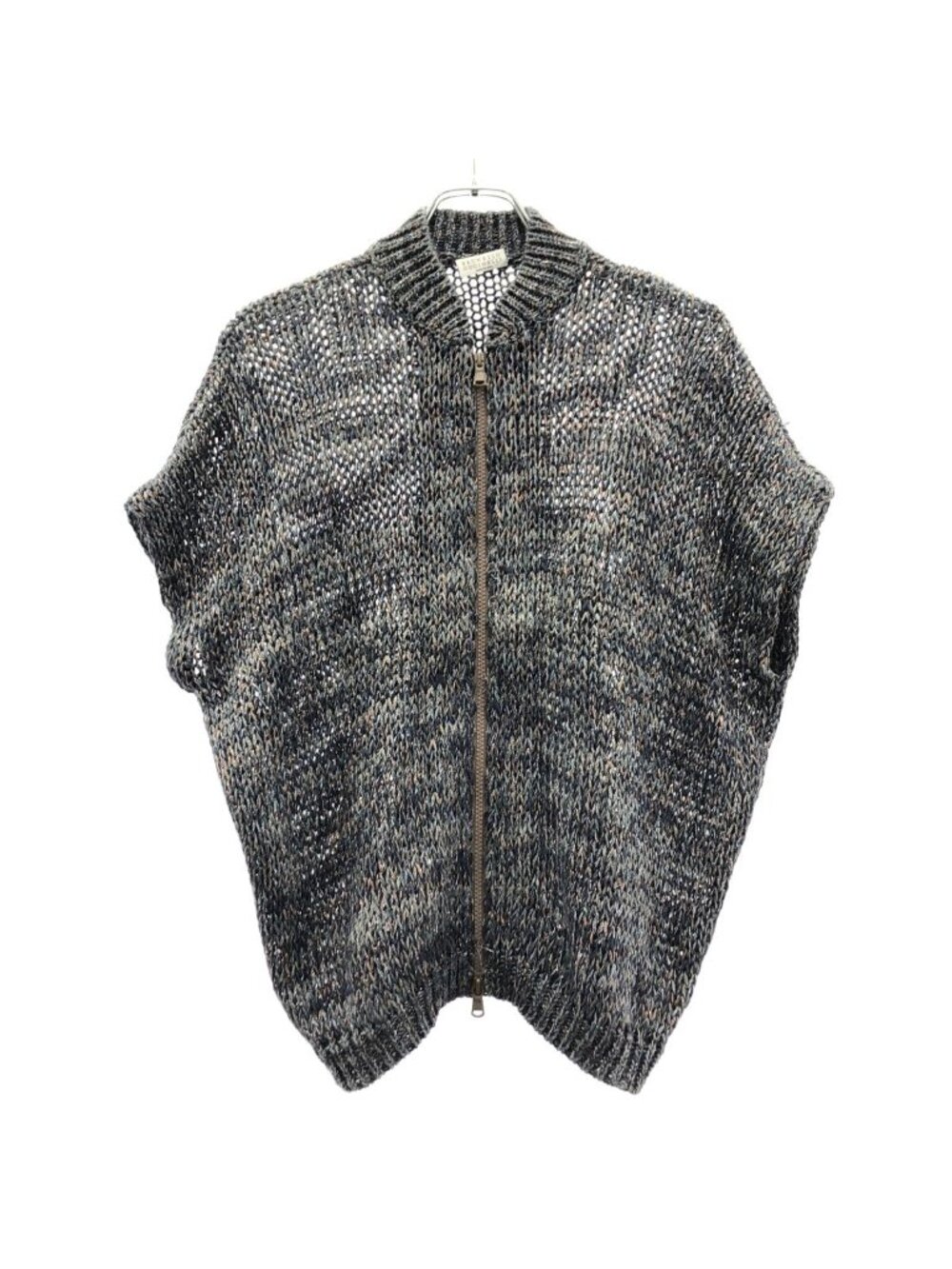 Brunello Cucinelli Zip-up Sleeveless Glitter Knit Vest Blue